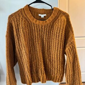 Aritzia Textured Crewneck Sweater - Mustard Brown